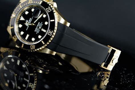 gold rolex with black band|rolex with black rubber band.